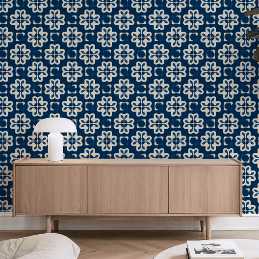 Cerulean Fleur Wallpaper