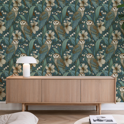 Teal Aviary Wallpaper