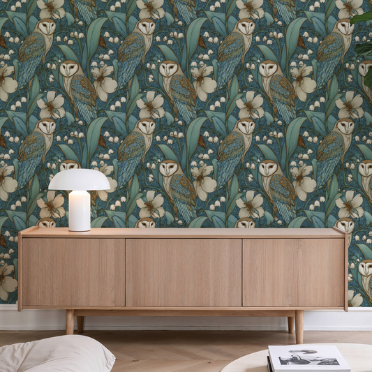 Teal Aviary Wallpaper