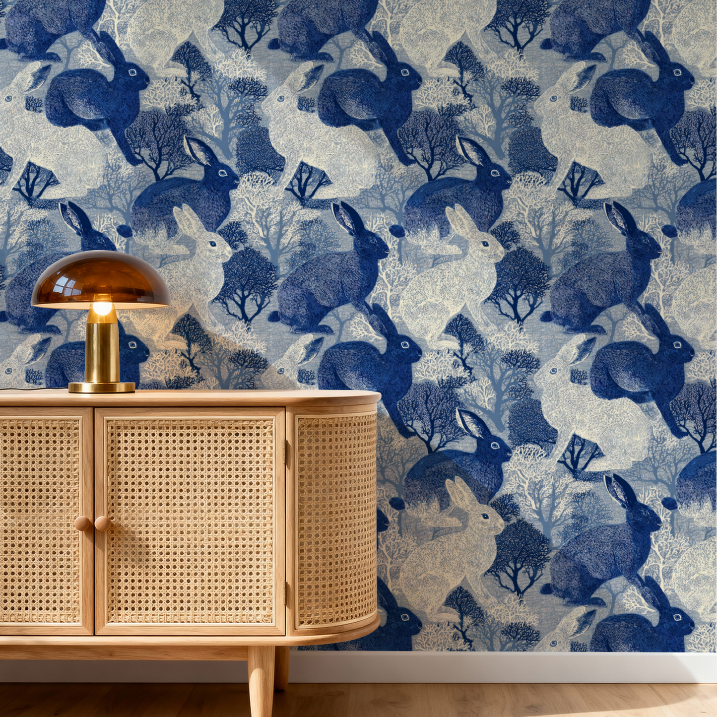 Cerulean Woodland Wallpaper