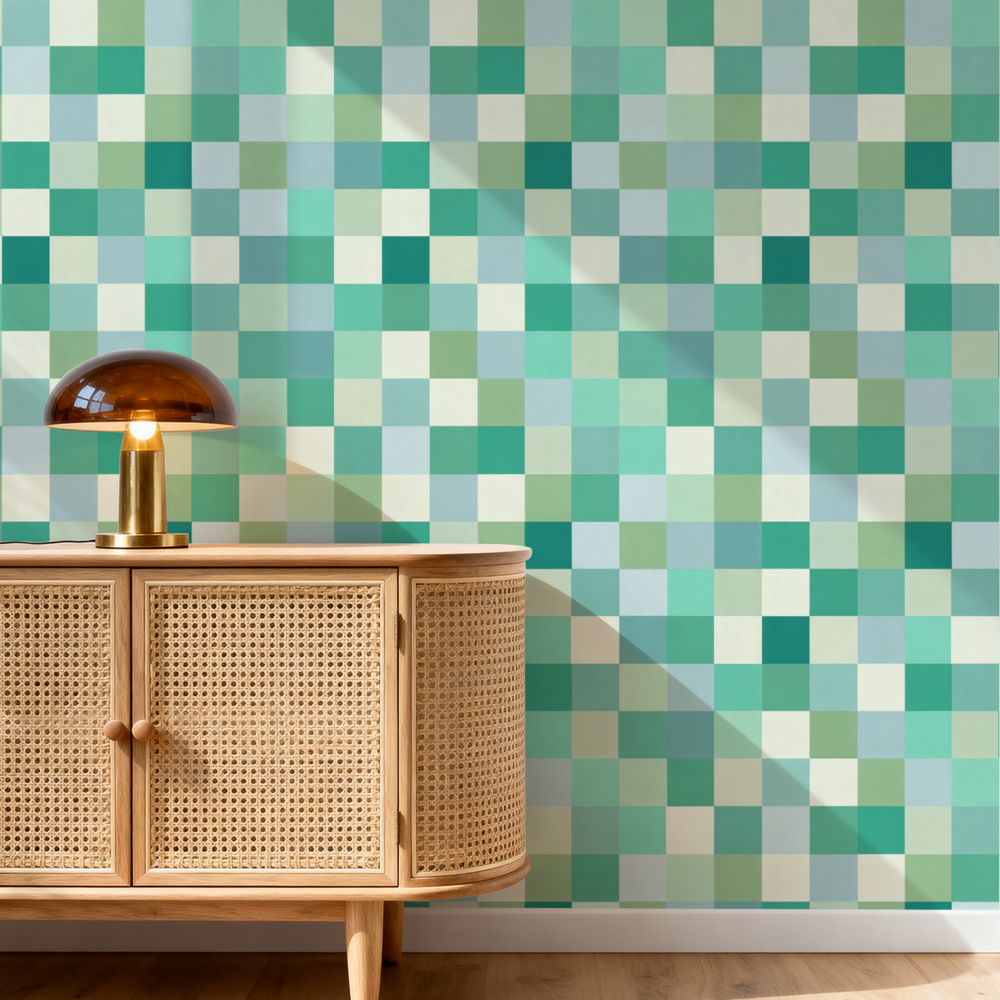 Teal Checkerboard Wallpaper