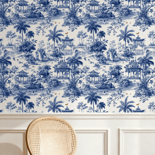 Cobalt Toile Wallpaper