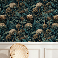 Teal Protea Wallpaper