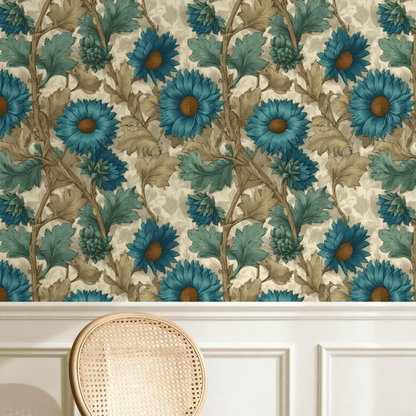 Cobalt Chrysanthemum Wallpaper