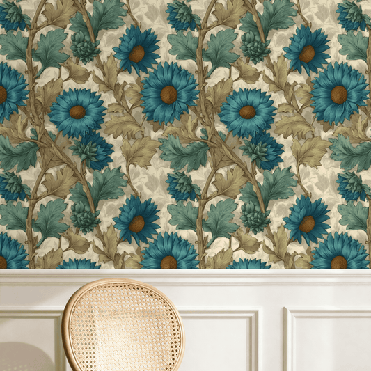 Cobalt Chrysanthemum Wallpaper