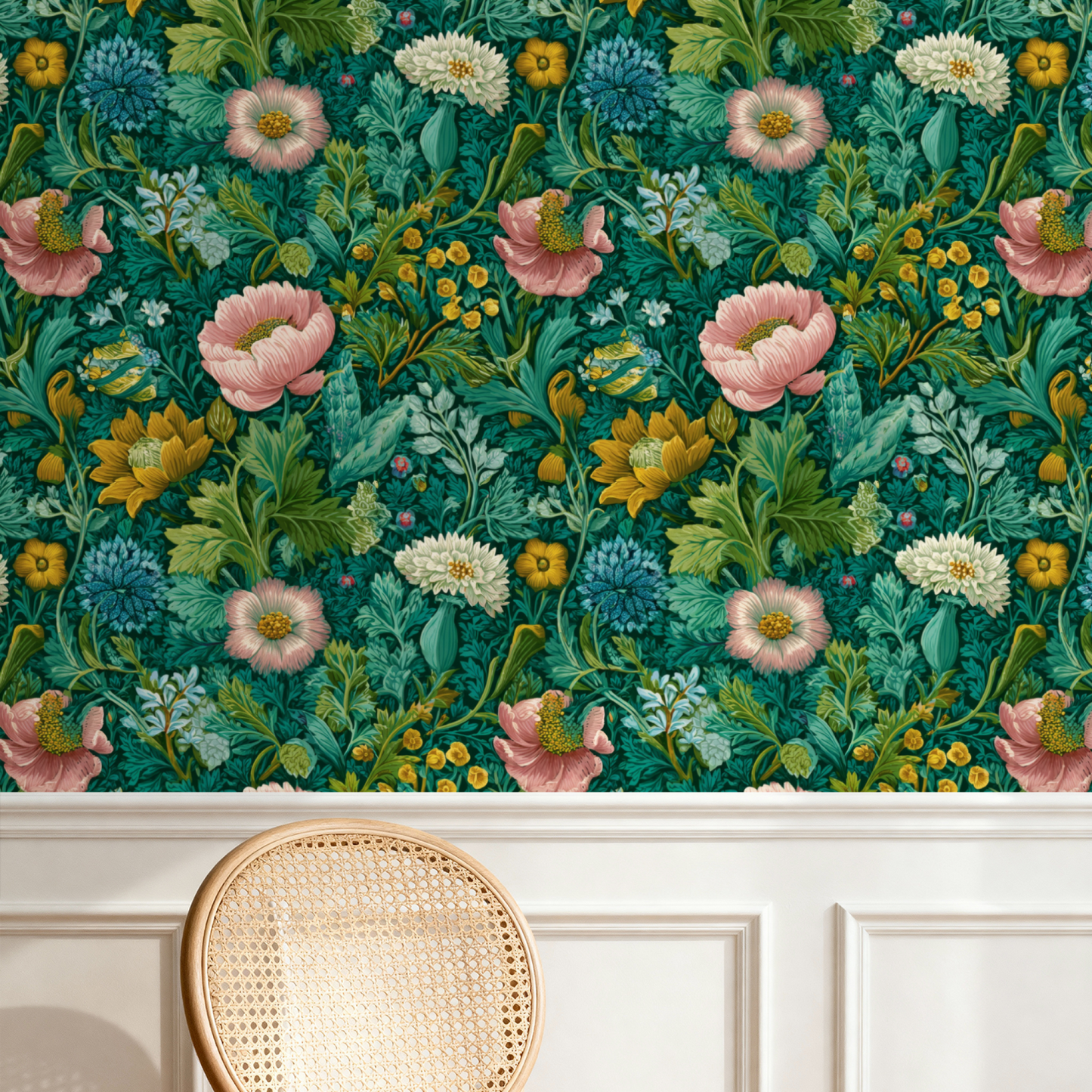 Teal Botanical Wallpaper