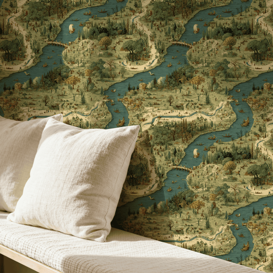 Earthy Cartography Wallpaper