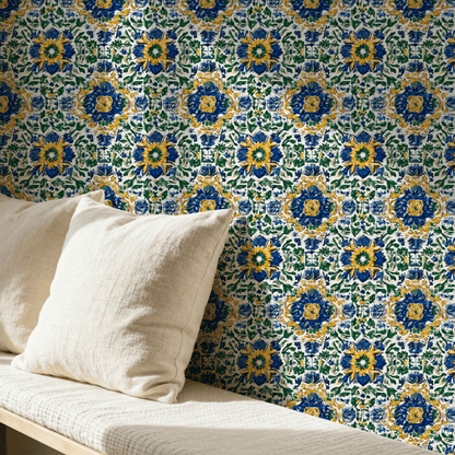 Majolica Floral Wallpaper