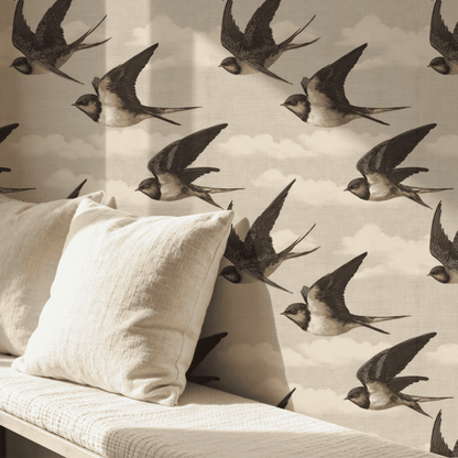 Beige Flying Wallpaper