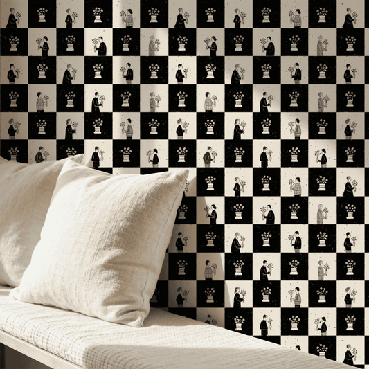 Checkerboard Bouquet Wallpaper