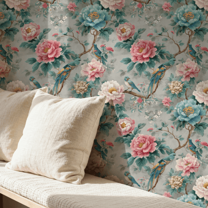 Teal Chinoiserie Wallpaper