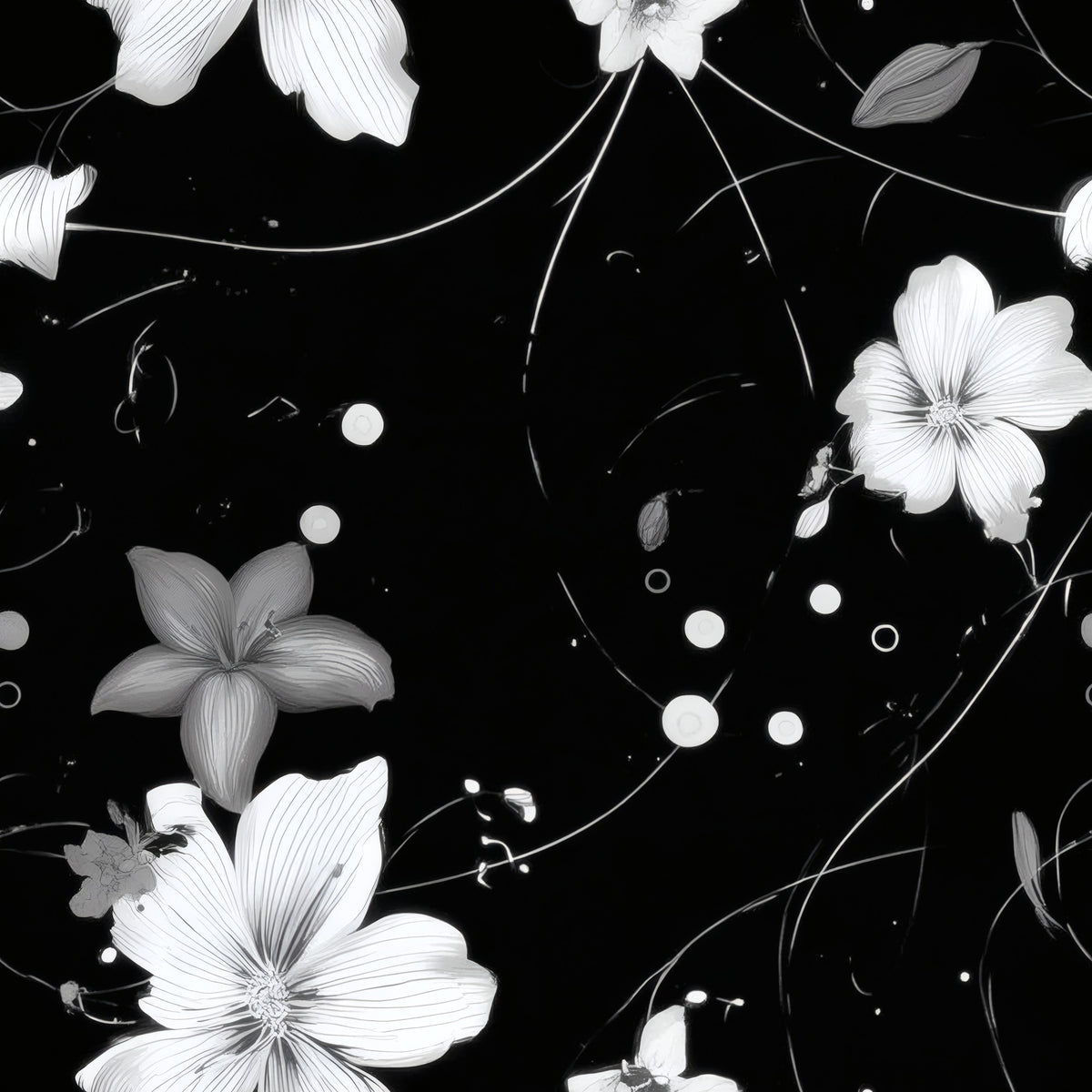 Monochrome Blossom large scale wallpaper pattern repeat