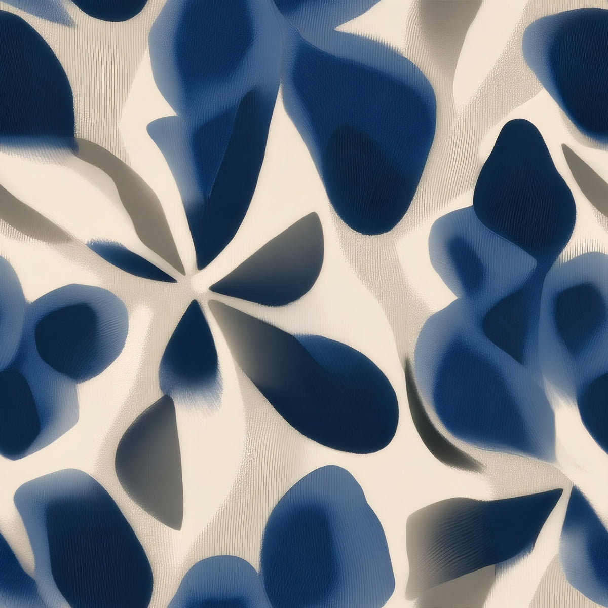 Navy Leaf large scale wallpaper pattern repeat