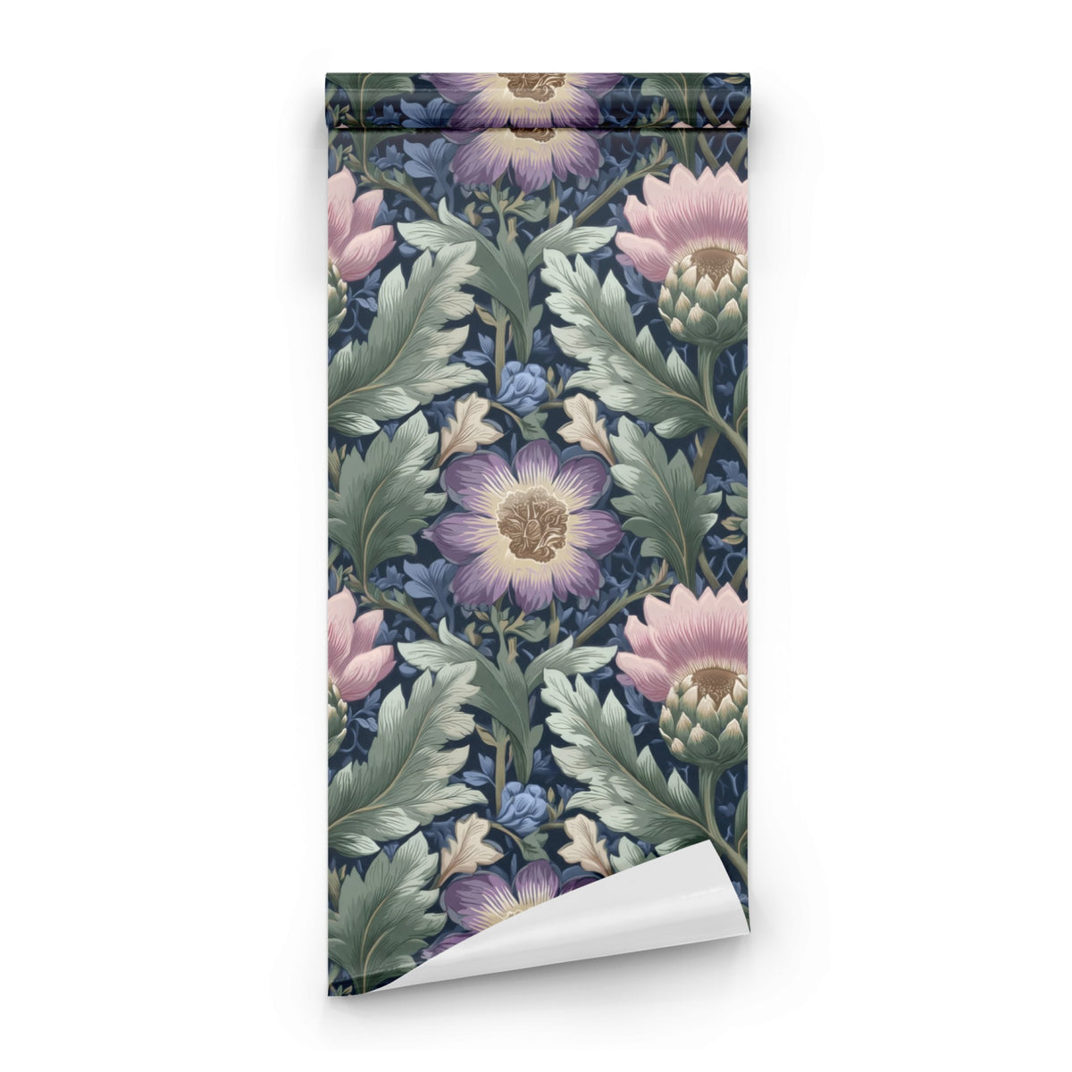 Roll of Navy Peony large scale wallpaper