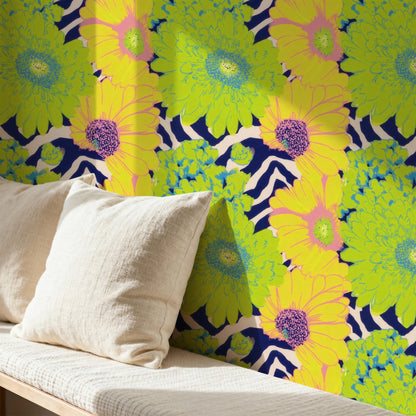 Neon Garden large scale wallpaper in a styled room