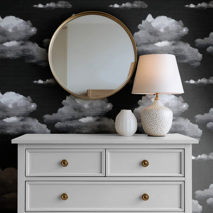 Night Clouds large scale wallpaper in a styled room