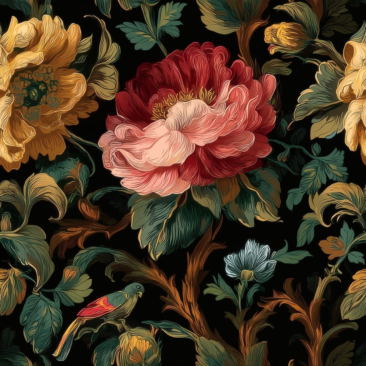 Night Garden large scale wallpaper pattern repeat