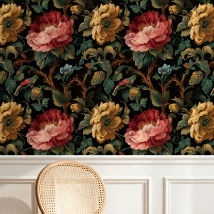 Night Garden large scale wallpaper in a styled room