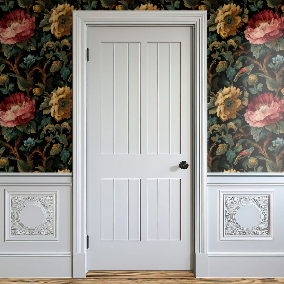 Night Garden large scale wallpaper in a styled room
