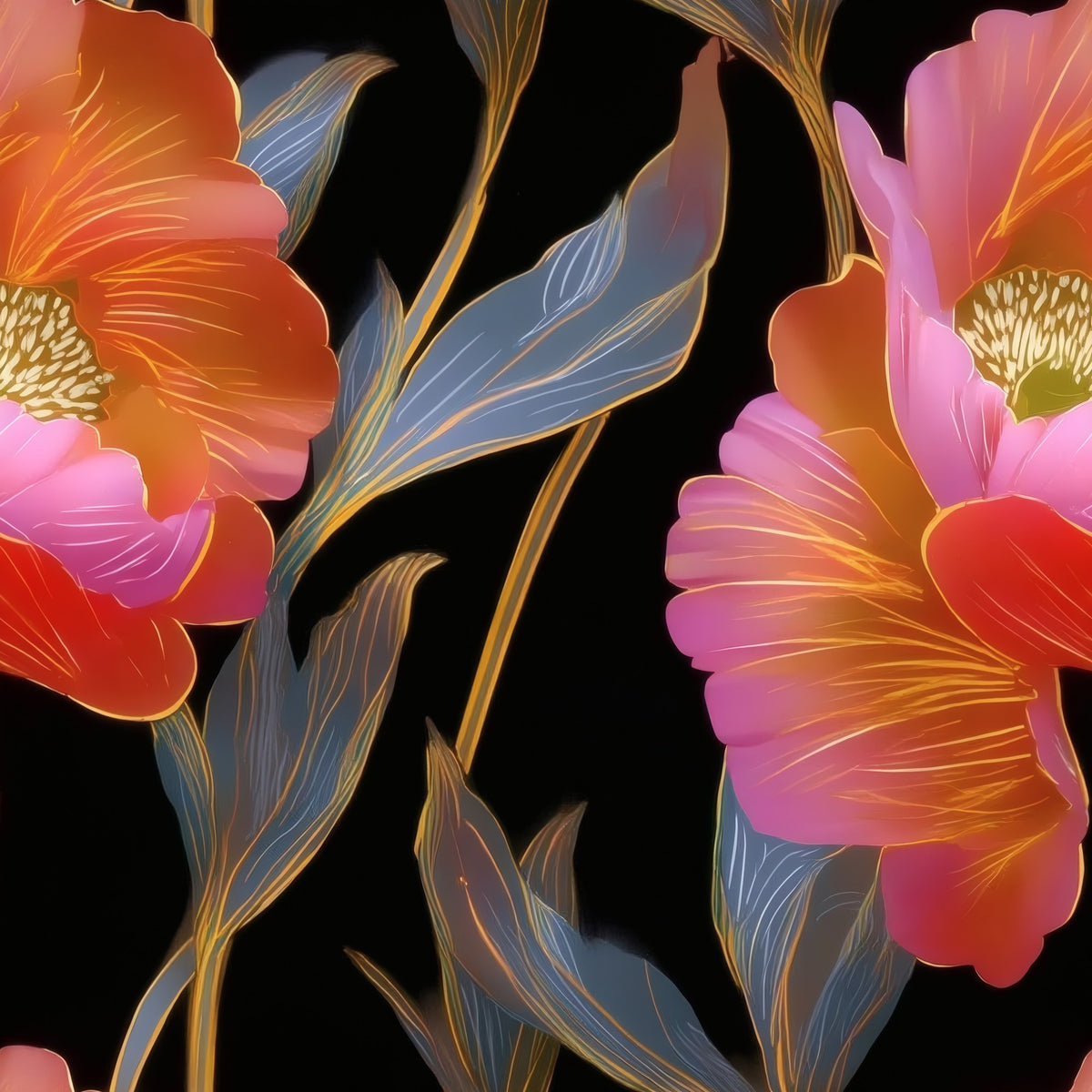 Night Poppies large scale wallpaper pattern repeat