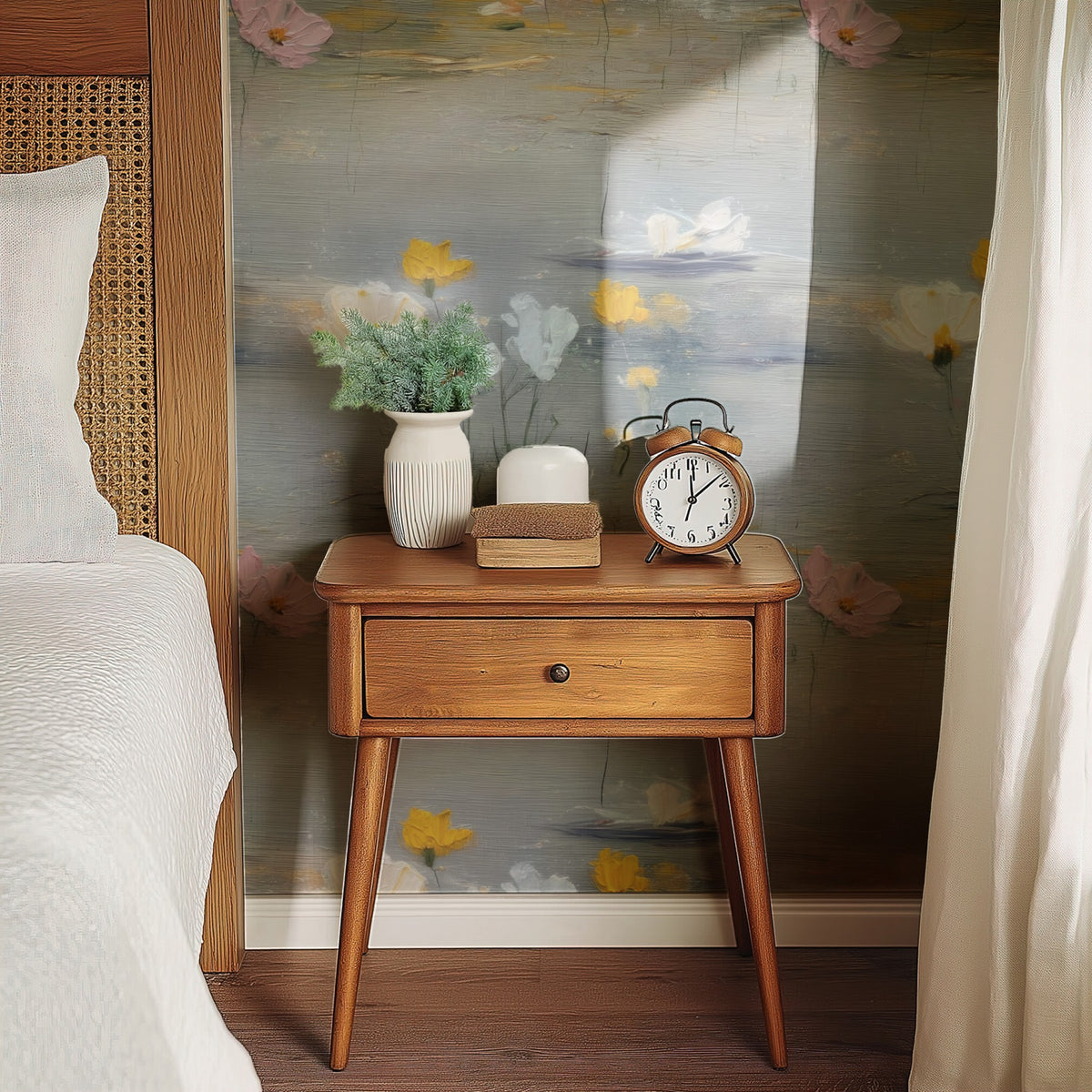 Oil Meadow large scale wallpaper in a styled room