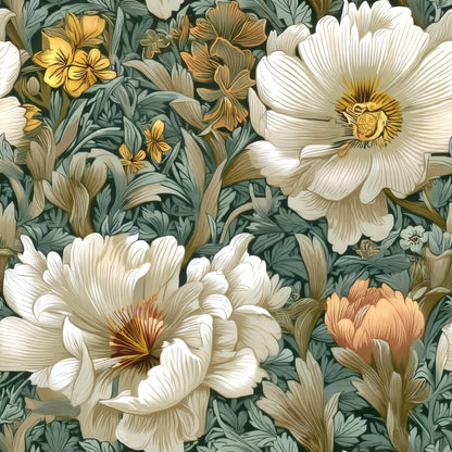 Olive Blossom large scale wallpaper pattern repeat