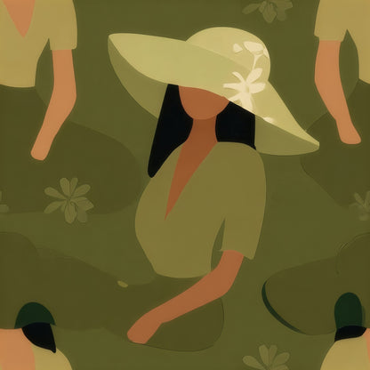 Olive Sunhats large scale wallpaper pattern repeat