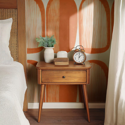 Orange Geometric large scale wallpaper in a styled room
