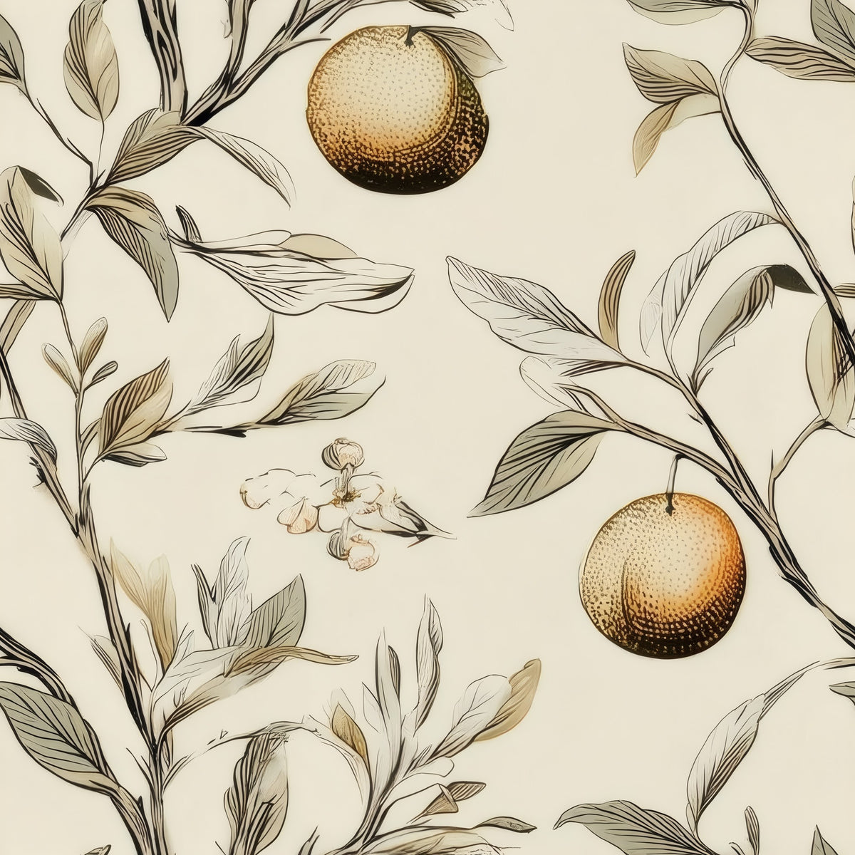 Orange Grove large scale wallpaper pattern repeat