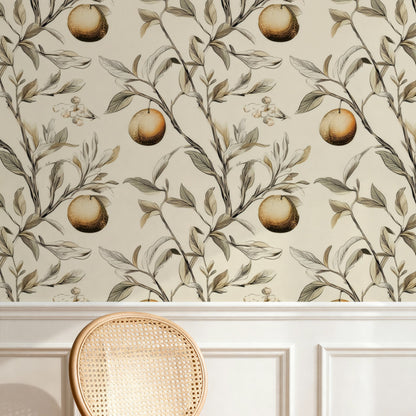 Orange Grove large scale wallpaper in a styled room