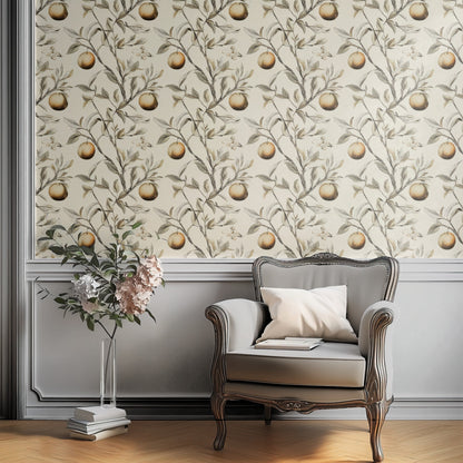Orange Grove large scale wallpaper in a styled room