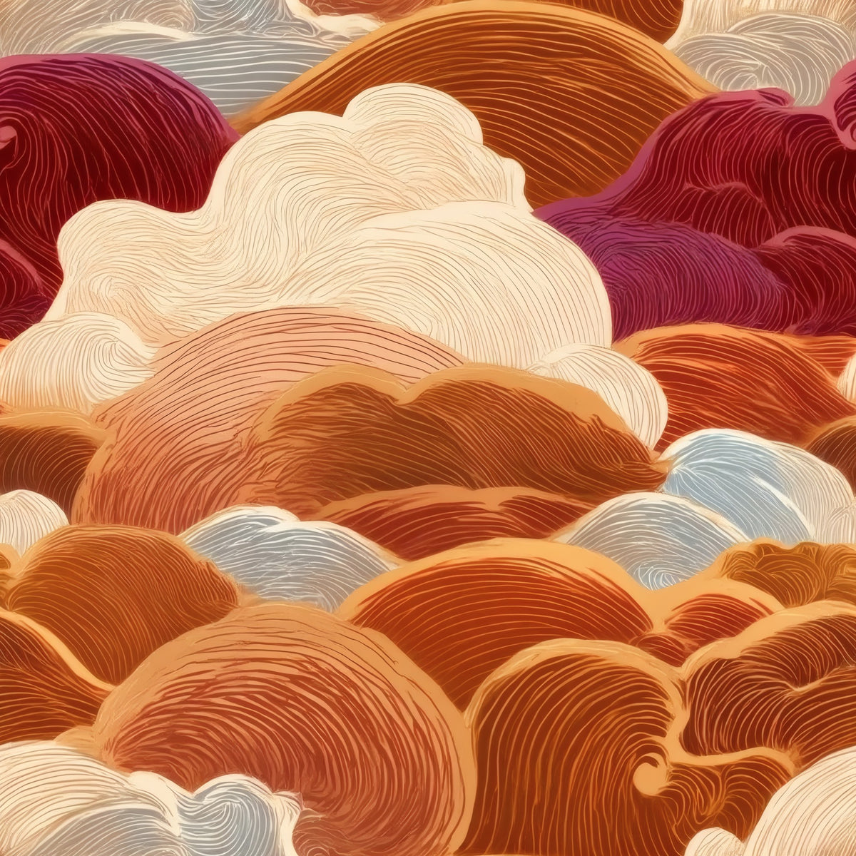 Orange Wave large scale wallpaper pattern repeat