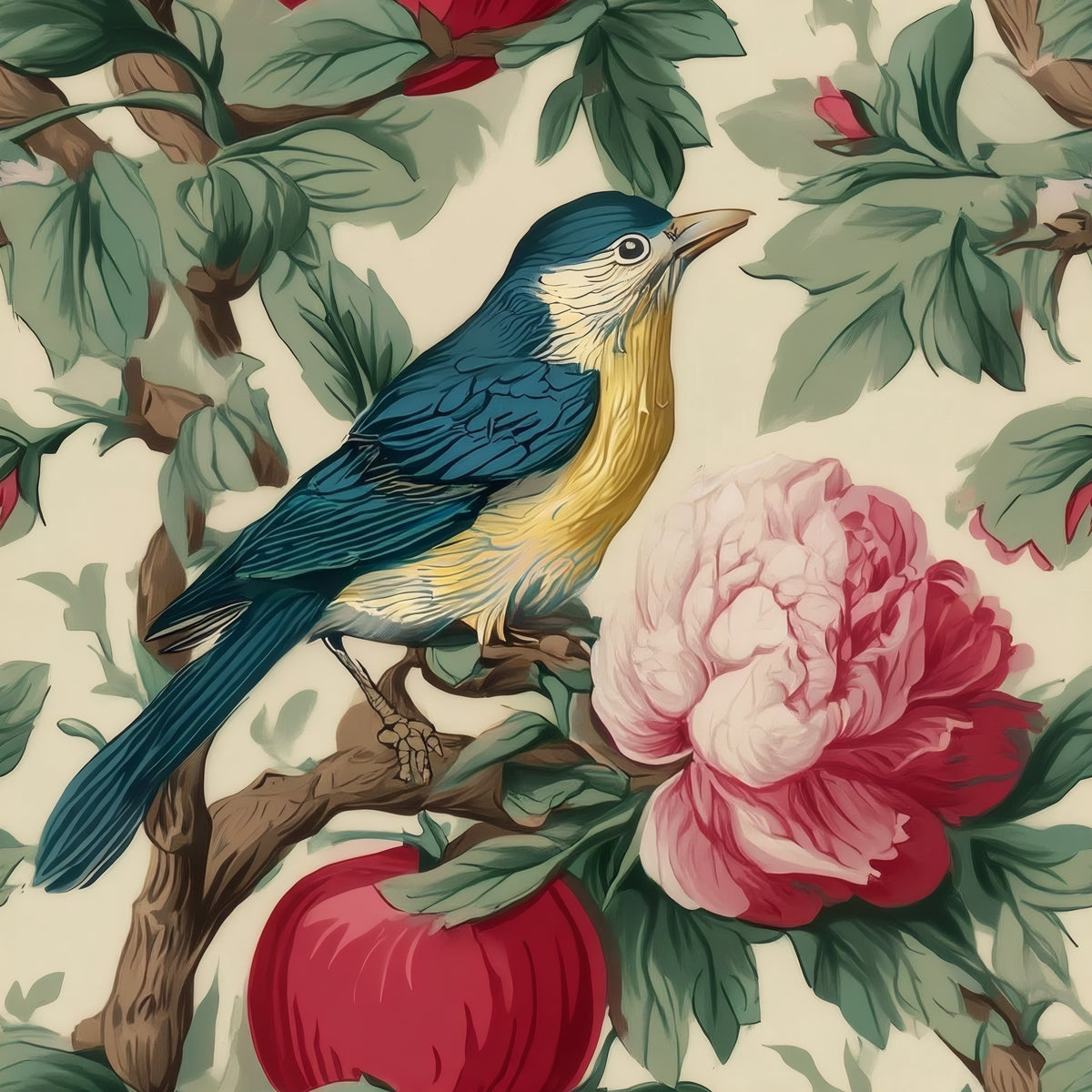 Orchard Birds large scale wallpaper pattern repeat