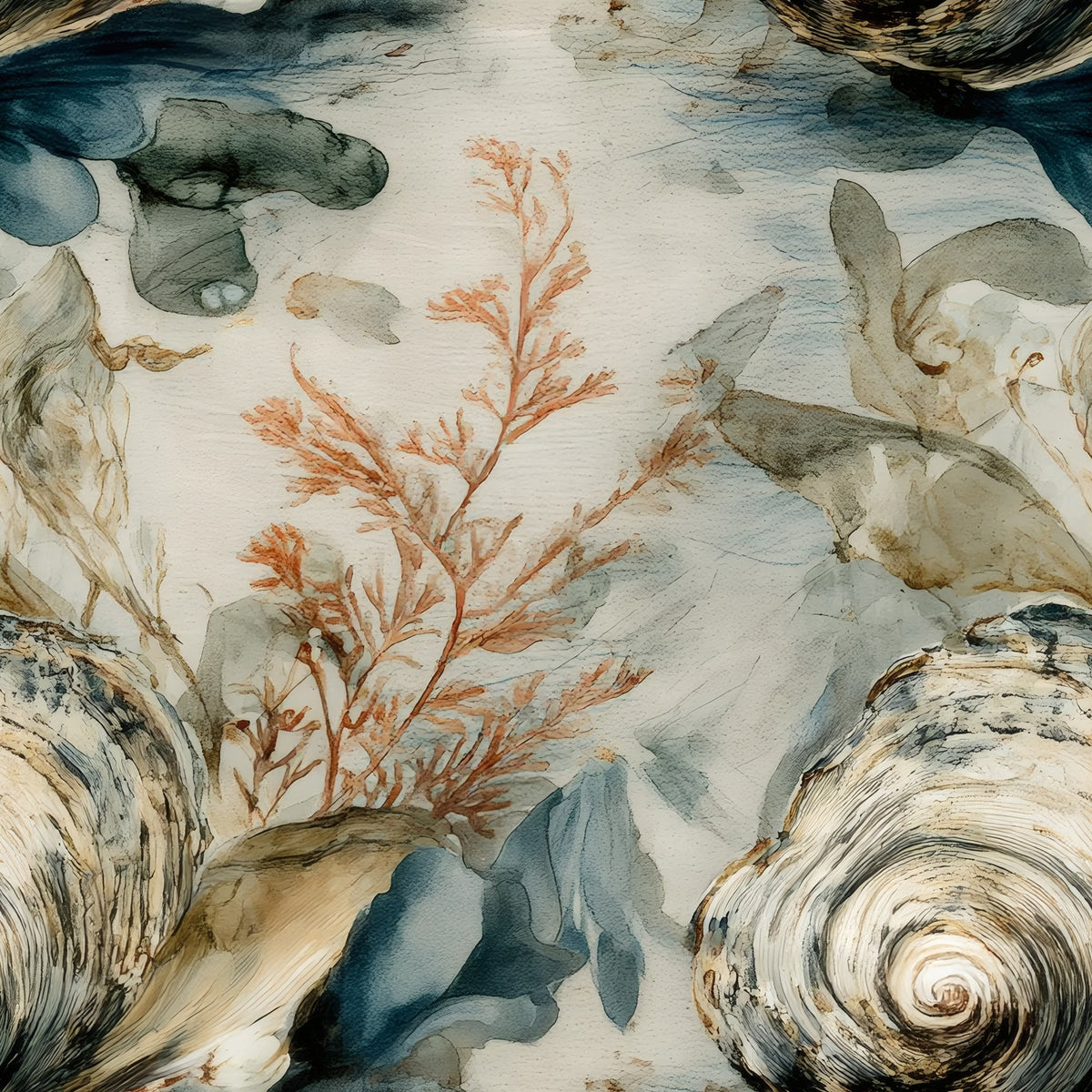 Oyster Shore large scale wallpaper pattern repeat