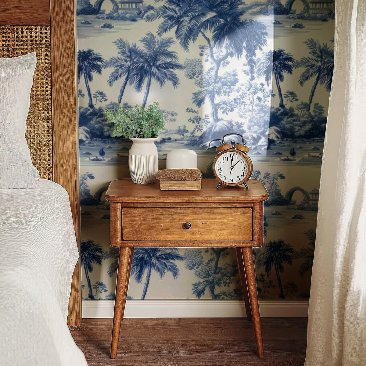 Pagoda Garden large scale wallpaper in a styled room