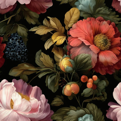 Painted Bouquet large scale wallpaper pattern repeat