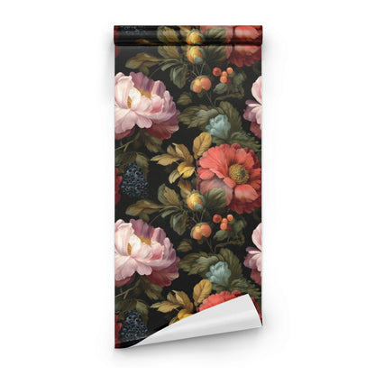 Roll of Painted Bouquet large scale wallpaper