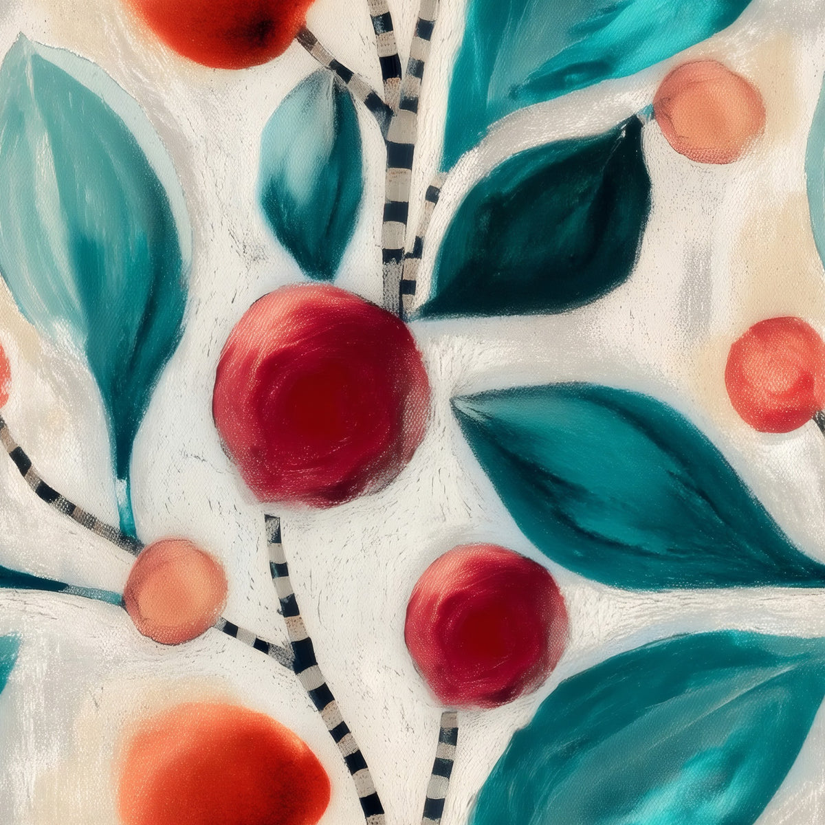 Painted Cherries large scale wallpaper pattern repeat
