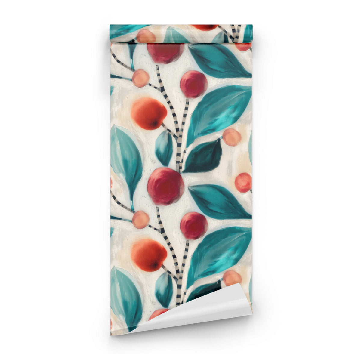Roll of Painted Cherries large scale wallpaper