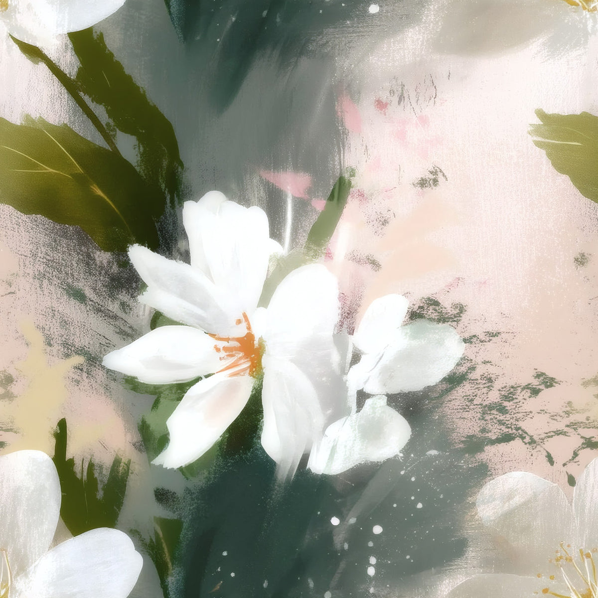 Painted Flora large scale wallpaper pattern repeat