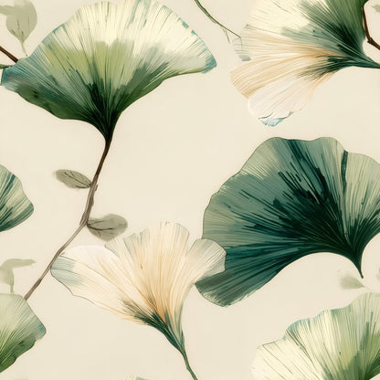 Painted Ginkgo large scale wallpaper pattern repeat