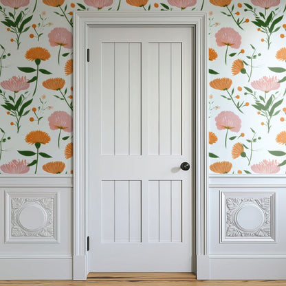 Painted Meadow large scale wallpaper in a styled room