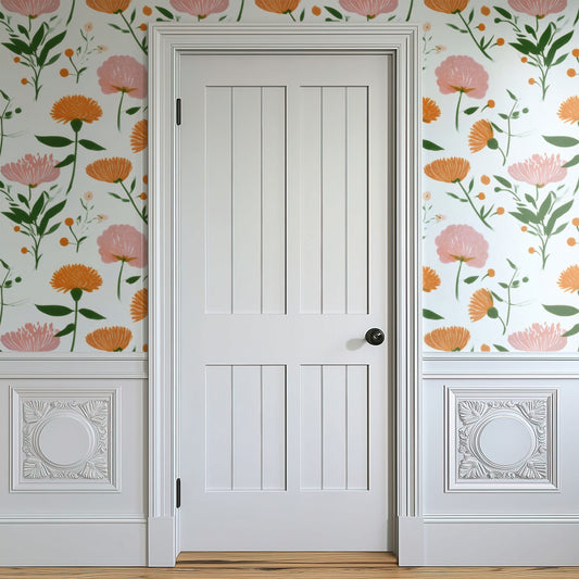 Painted Meadow large scale wallpaper in a styled room