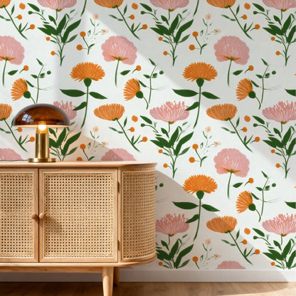 Painted Meadow large scale wallpaper in a styled room