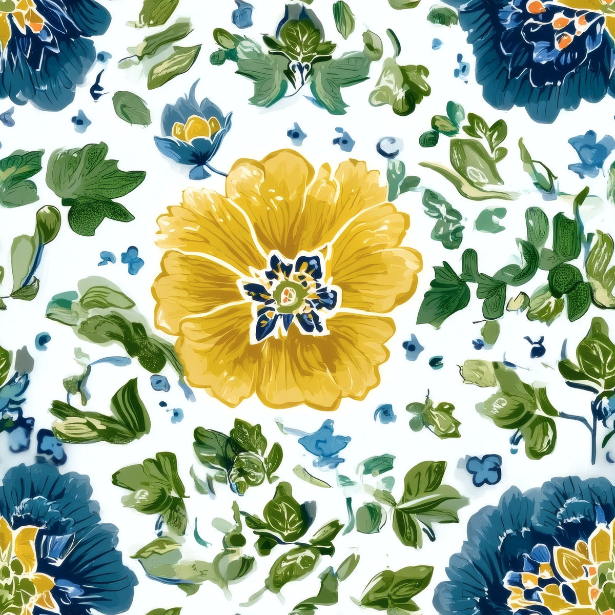 Painted Posies large scale wallpaper pattern repeat