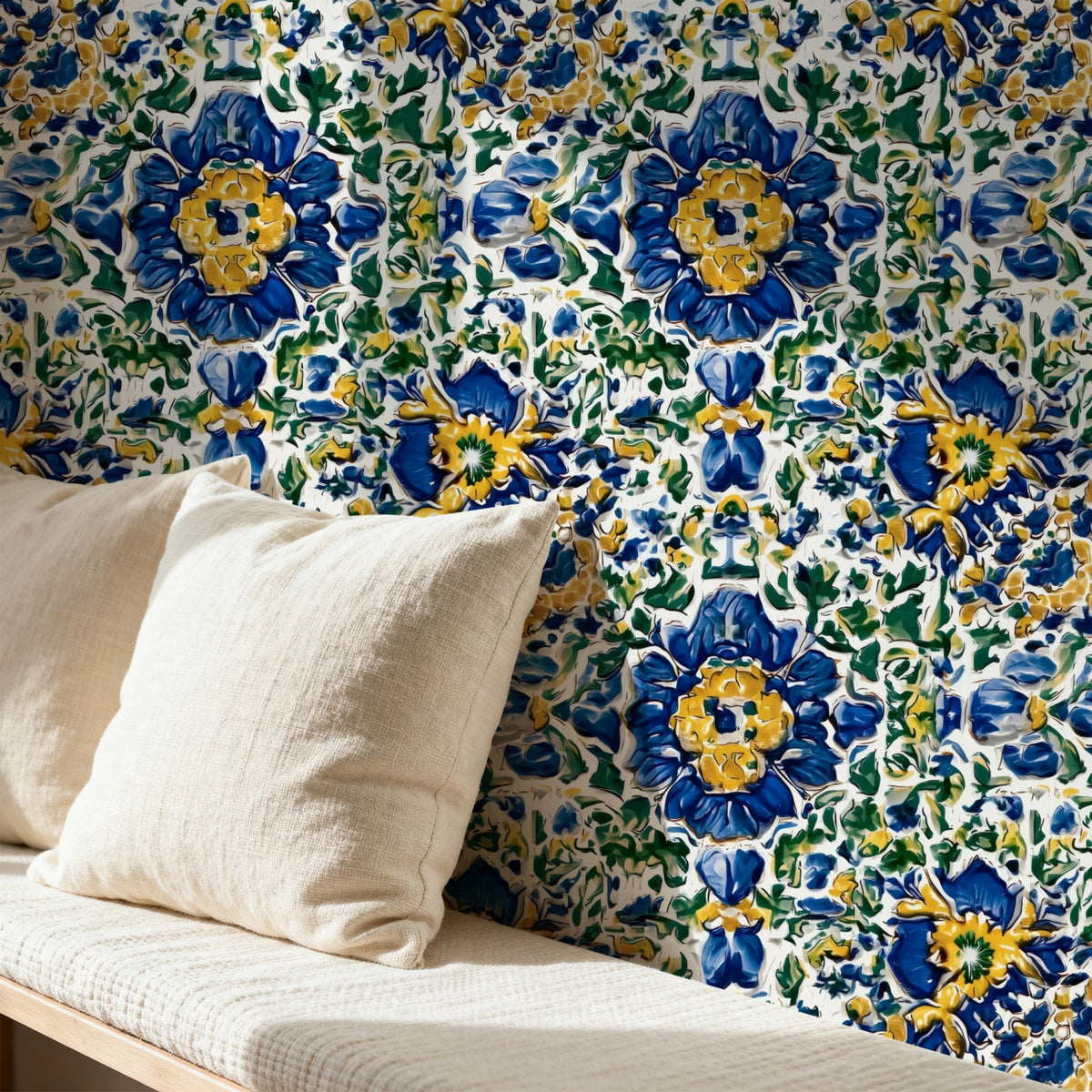 Painted Tile large scale wallpaper in a styled room