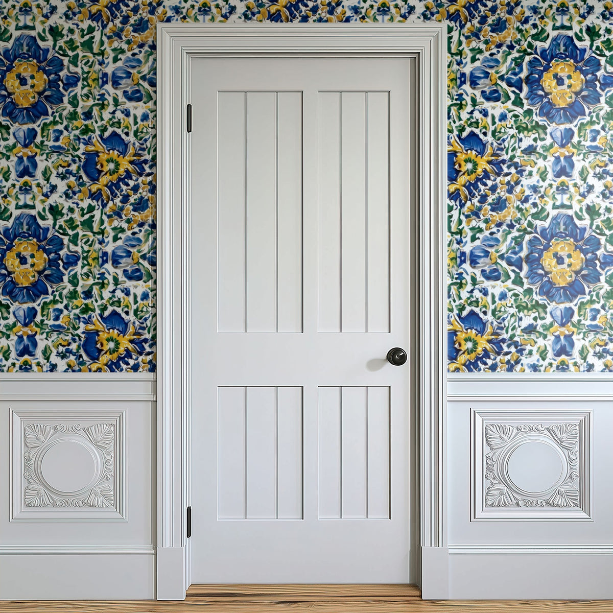 Painted Tile large scale wallpaper in a styled room