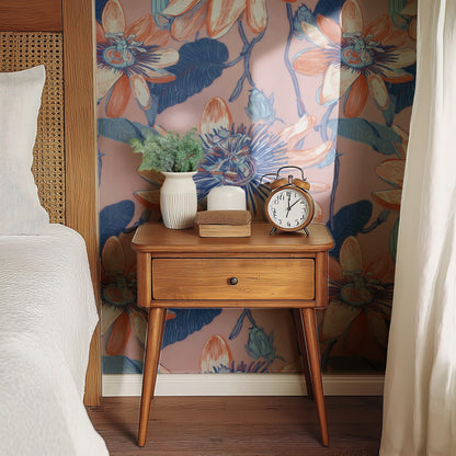 Passion Flower large scale wallpaper in a styled room