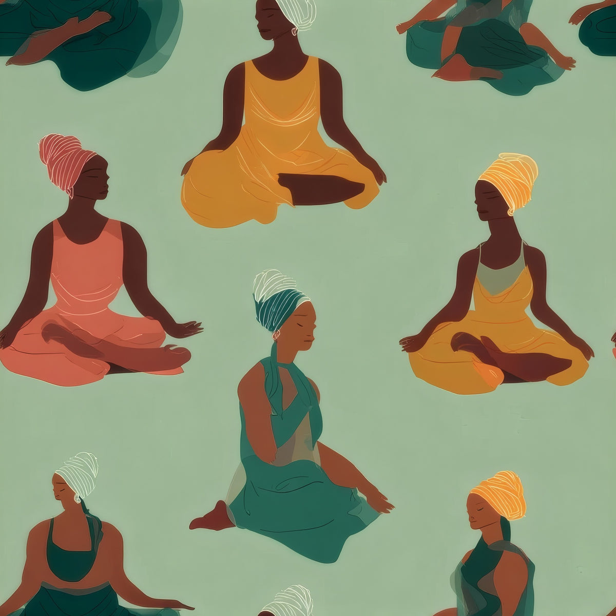 Pastel Yoga large scale wallpaper pattern repeat