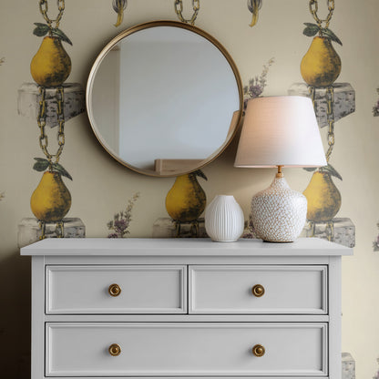 Curiouso Still Life large scale wallpaper in a styled room